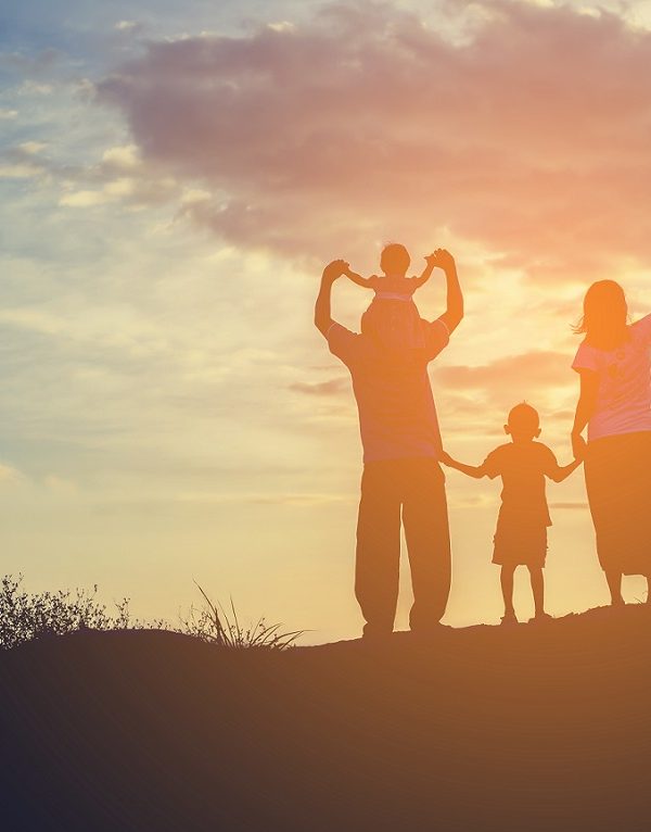 happy family in the sunset father-daughter DNA match